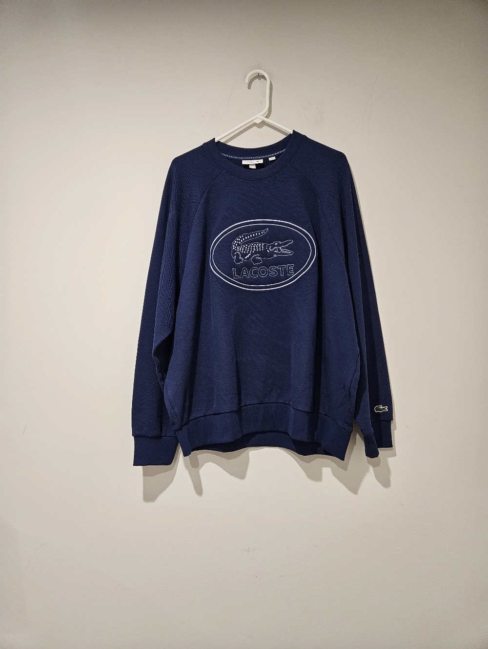 Lacoste Men's Navy Blue Croc Logo Crewneck Sweatshirt, Size XXL